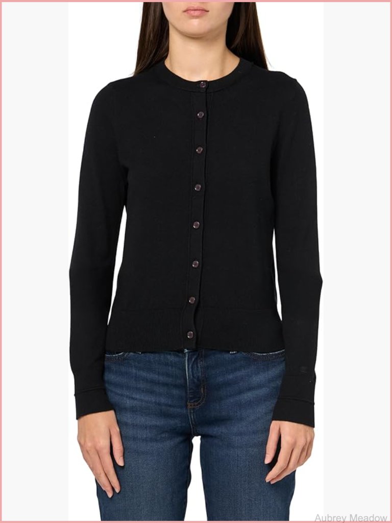 Long Sleeve Button Cardigan Cotton Cashmere Blend